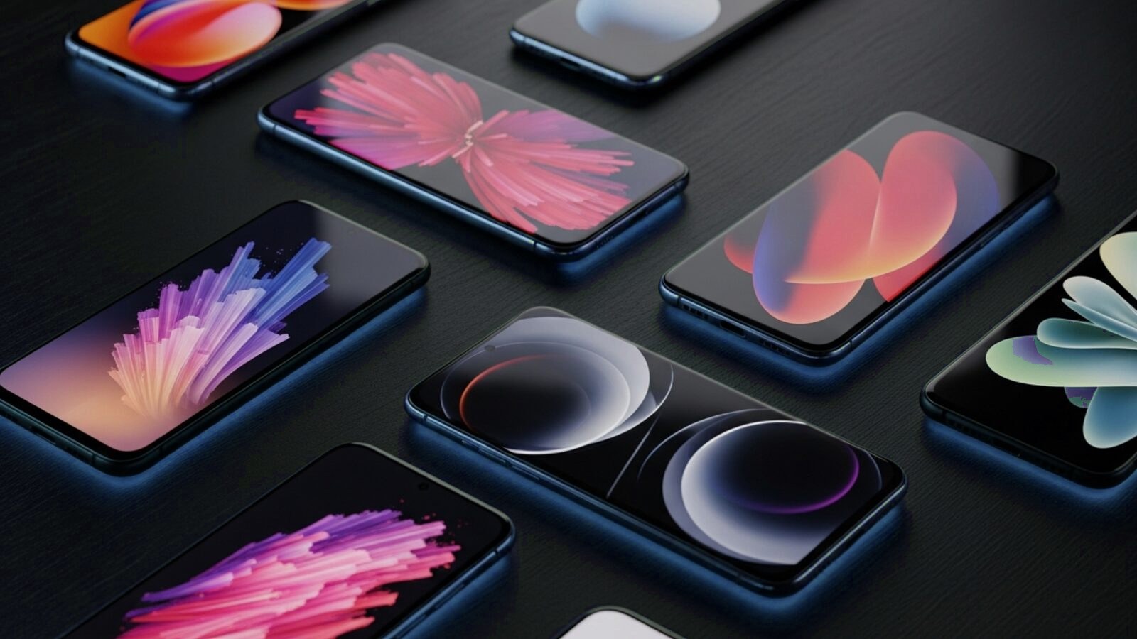 Smartphones de última generación con pantallas encendidas